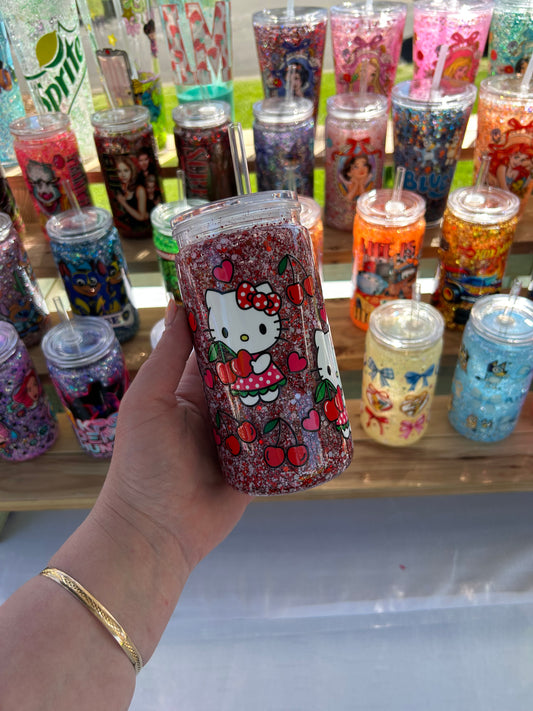 Hello Kitty Cherry Double Walled Acrylic Cup W/ lid & straw
