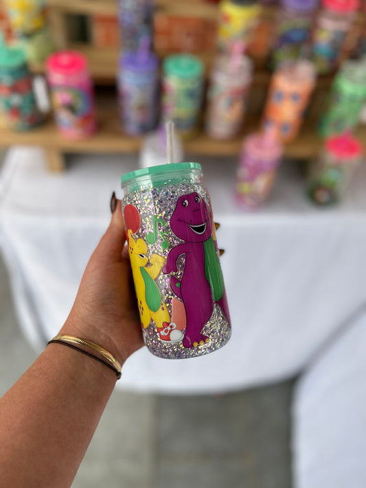 Barney Nostalgia Double Walled Acrylic Cup W/ lid & straw