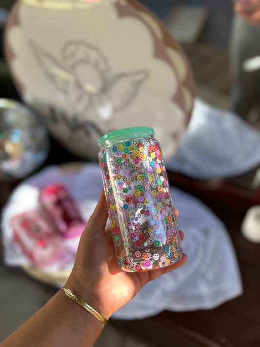 Smiley Glass Snowglobe Tumbler