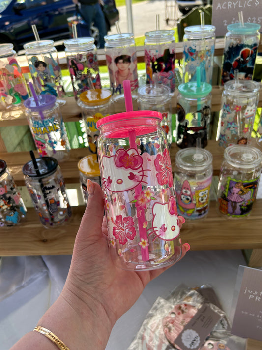 Hello Kitty  - 16oz Acrylic Cup W/acrylic lid & straw
