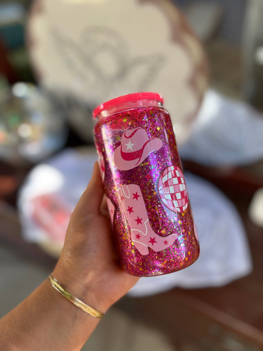 Yeehaw Glass Snowglobe Tumbler