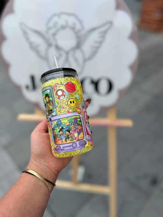 Nostalgia Tv 2 Double Walled Acrylic Cup W/ lid & straw