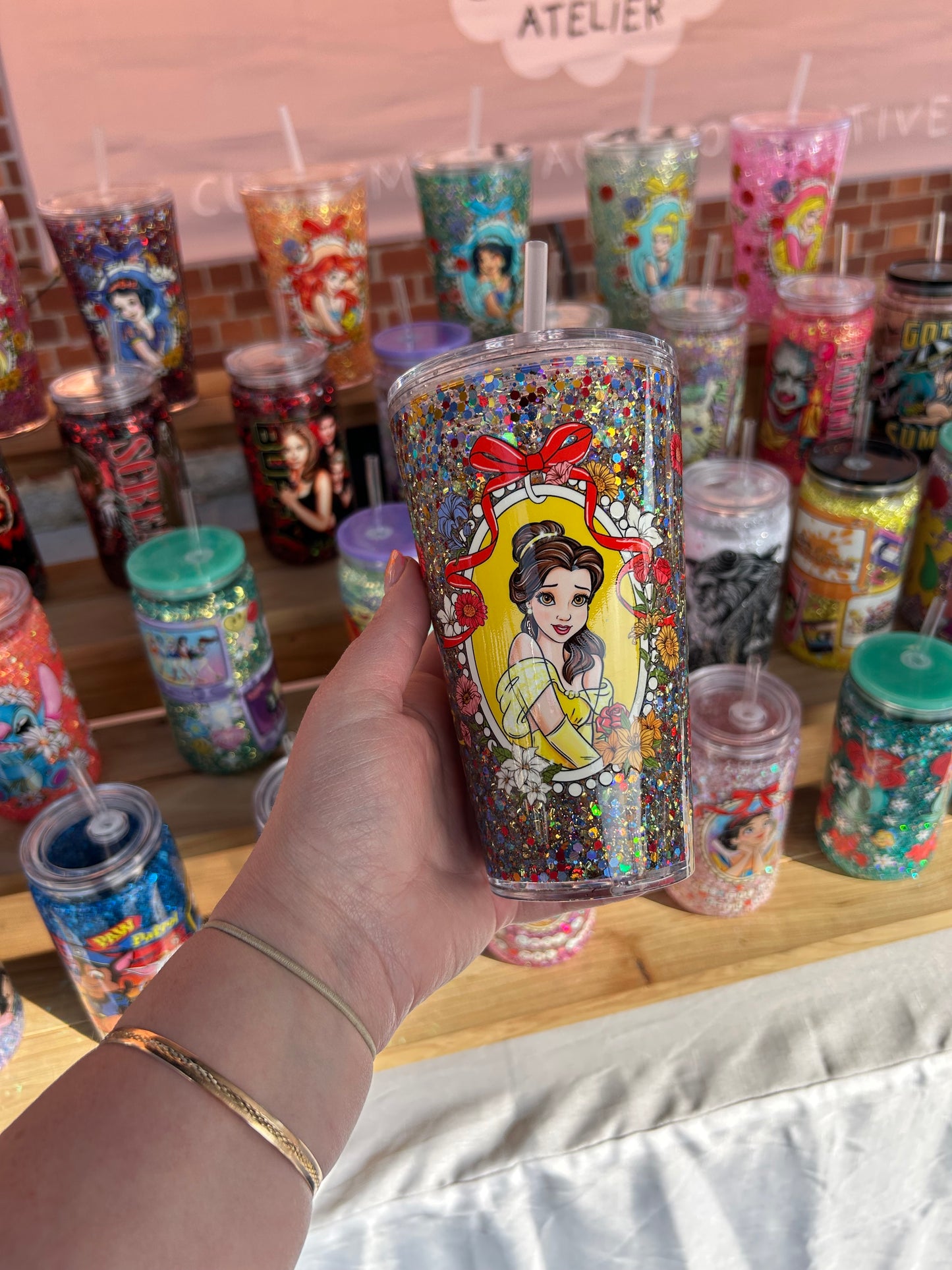 Belle Stadium 16oz Double Walled Acrylic Cup W/ lid & straw