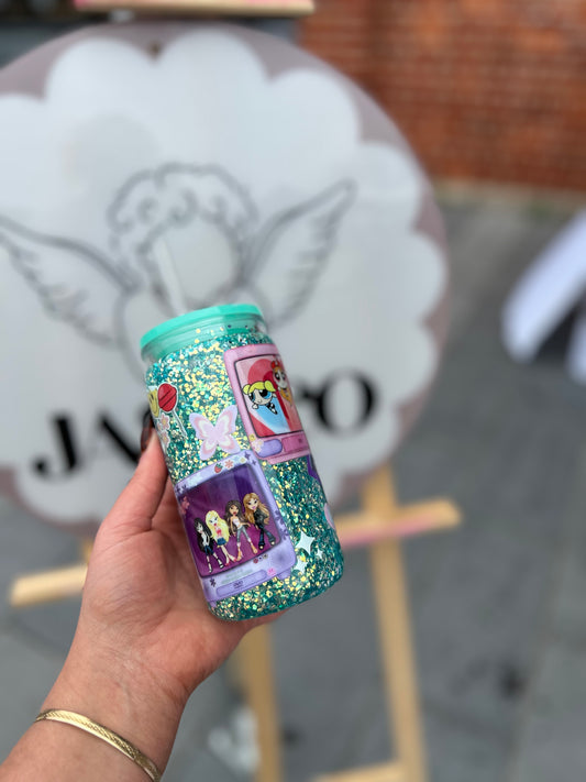 Nostalgic Tv Double Walled Acrylic Cup W/ lid & straw