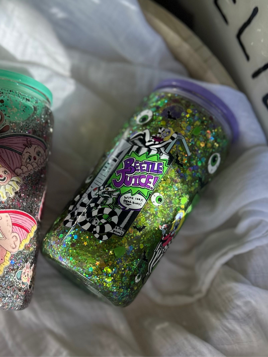Beetlejuice Inspired Snowglobe Tumbler