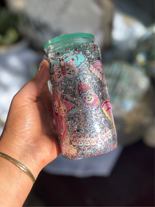 Creepy Clowns Glass Snowglobe Tumbler