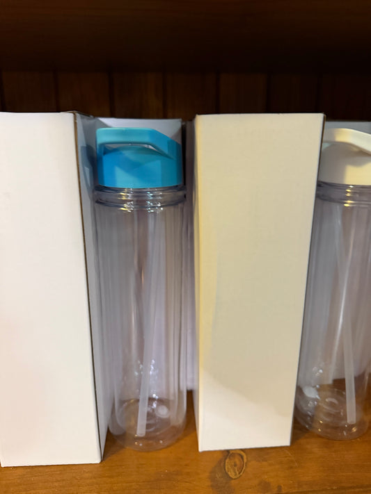 Blank 15oz Tall Acrylic Snowglobe Sipper Lid Drink Bottles