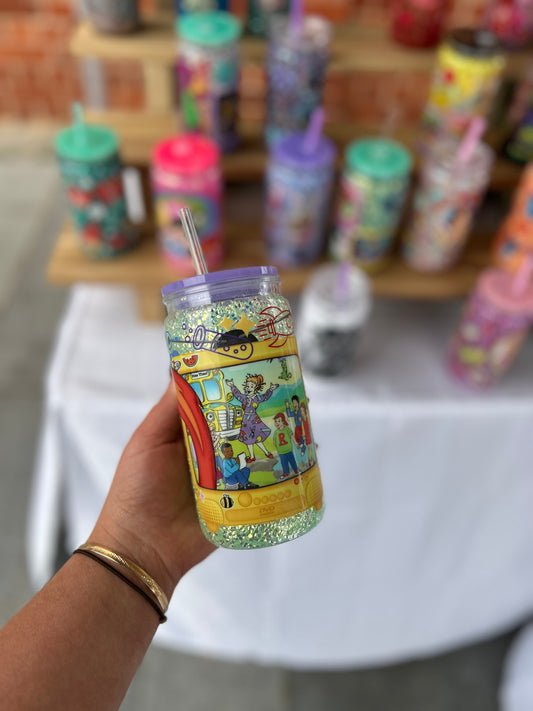 Magic School Bus Nostalgia Double Walled Acrylic Cup W/ lid & straw