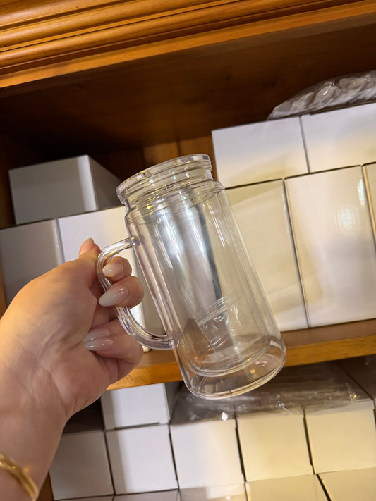Blank Acrylic 16oz Handled Snowglobe Tumbler