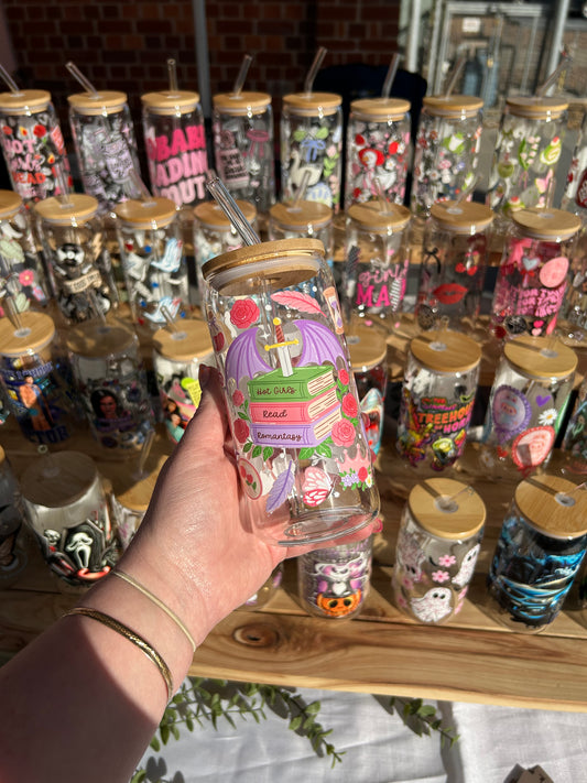 Romantacy - 16oz Glass Cup w/Bamboo Lid & Glass Straw