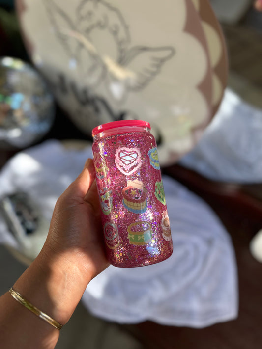 Disney inspired Cake Glass Snowglobe Tumbler