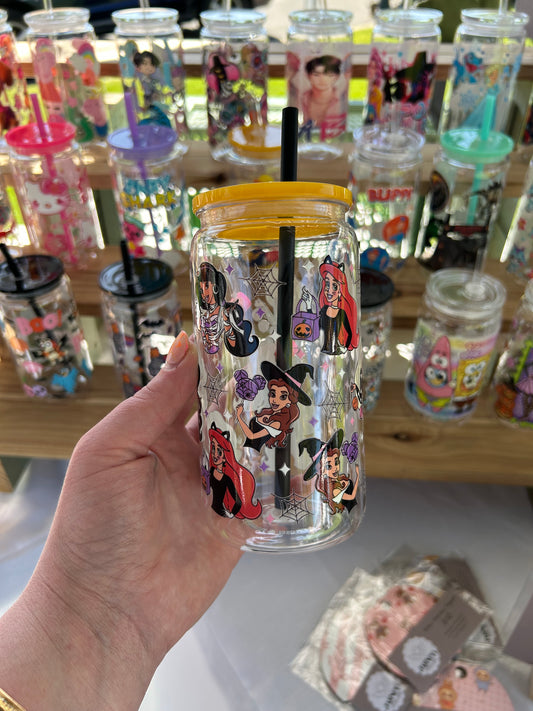 Halloween Princesses  - 16oz Acrylic Cup W/acrylic lid & straw