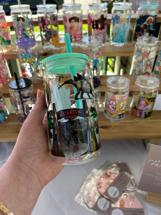 Jurassic Park - 16oz Acrylic Cup W/acrylic lid & straw