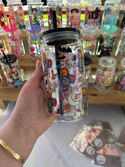 Halloween Pooh - 16oz Acrylic Cup W/acrylic lid & straw