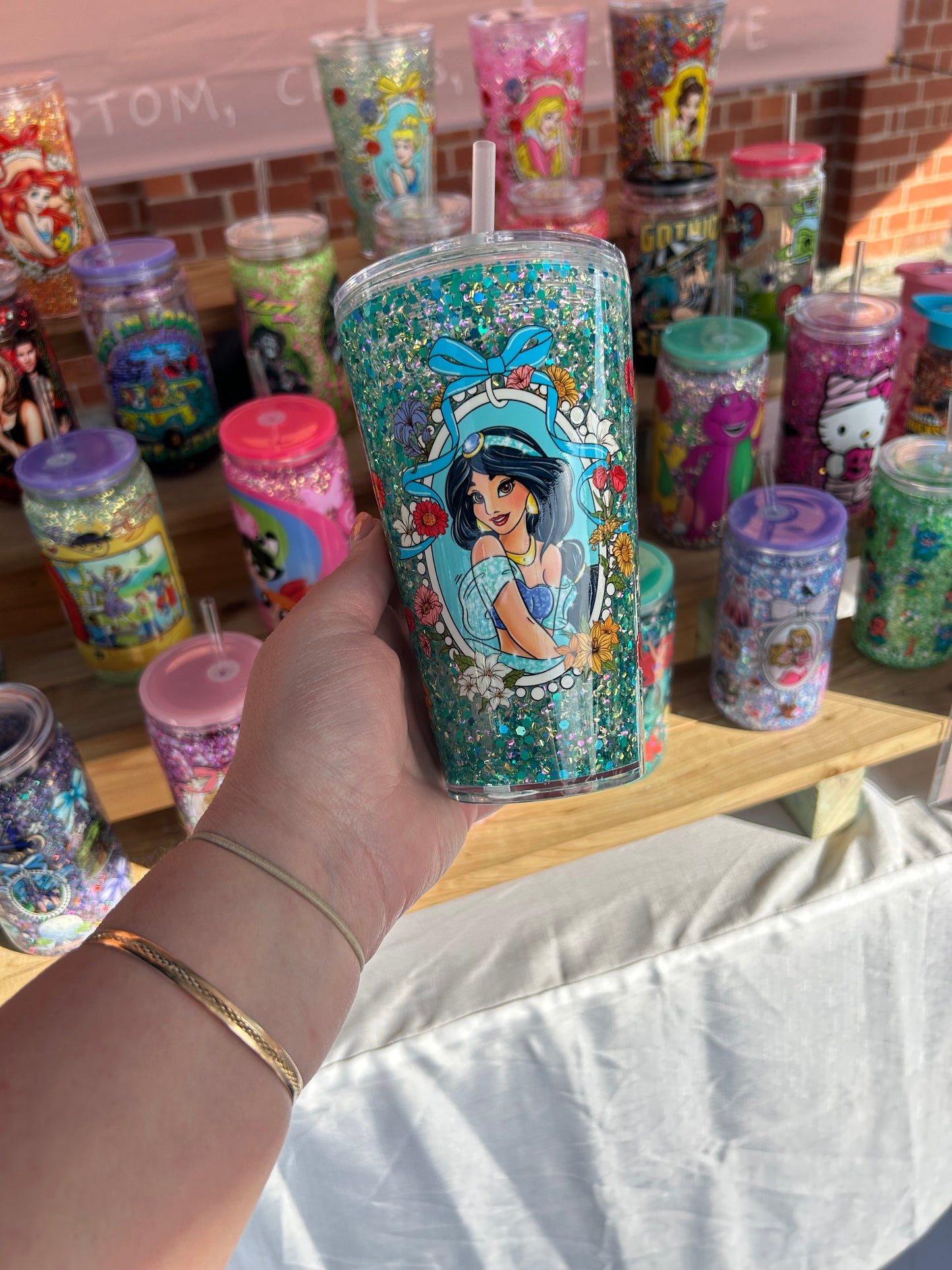 Jasmine Stadium 16oz Double Walled Acrylic Cup W/ lid & straw