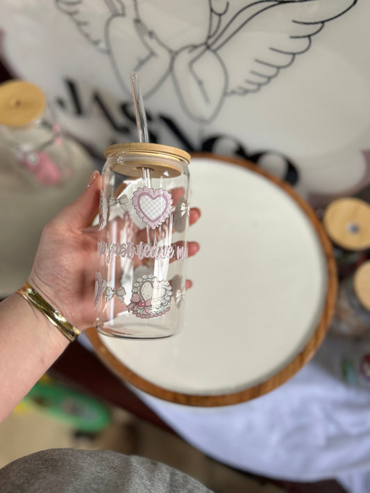 Leave Me Alone Glass Cup W/bamboo lid & glass straw