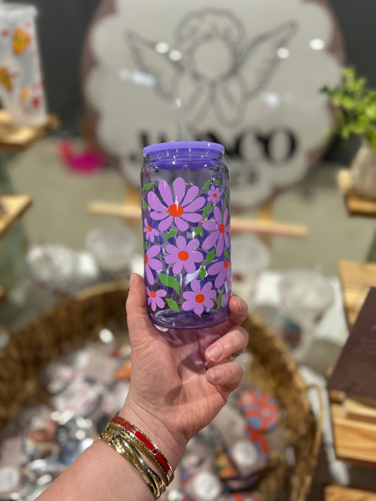 Purple Floral Libbey Glass