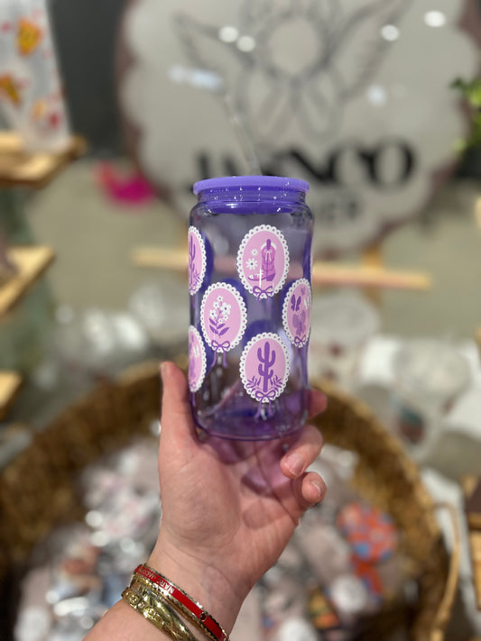 Purple Cute Country Glass Cup