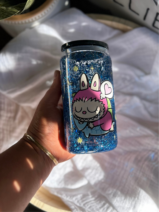 Labubu Snowglobe Glass Tumbler