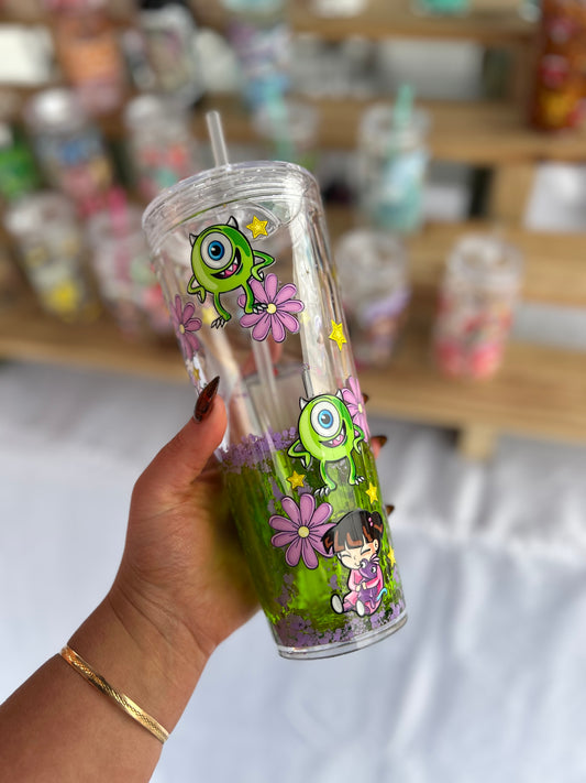 Boo’s Monster Stadium 24oz Double Walled Acrylic Cup W/ lid & straw