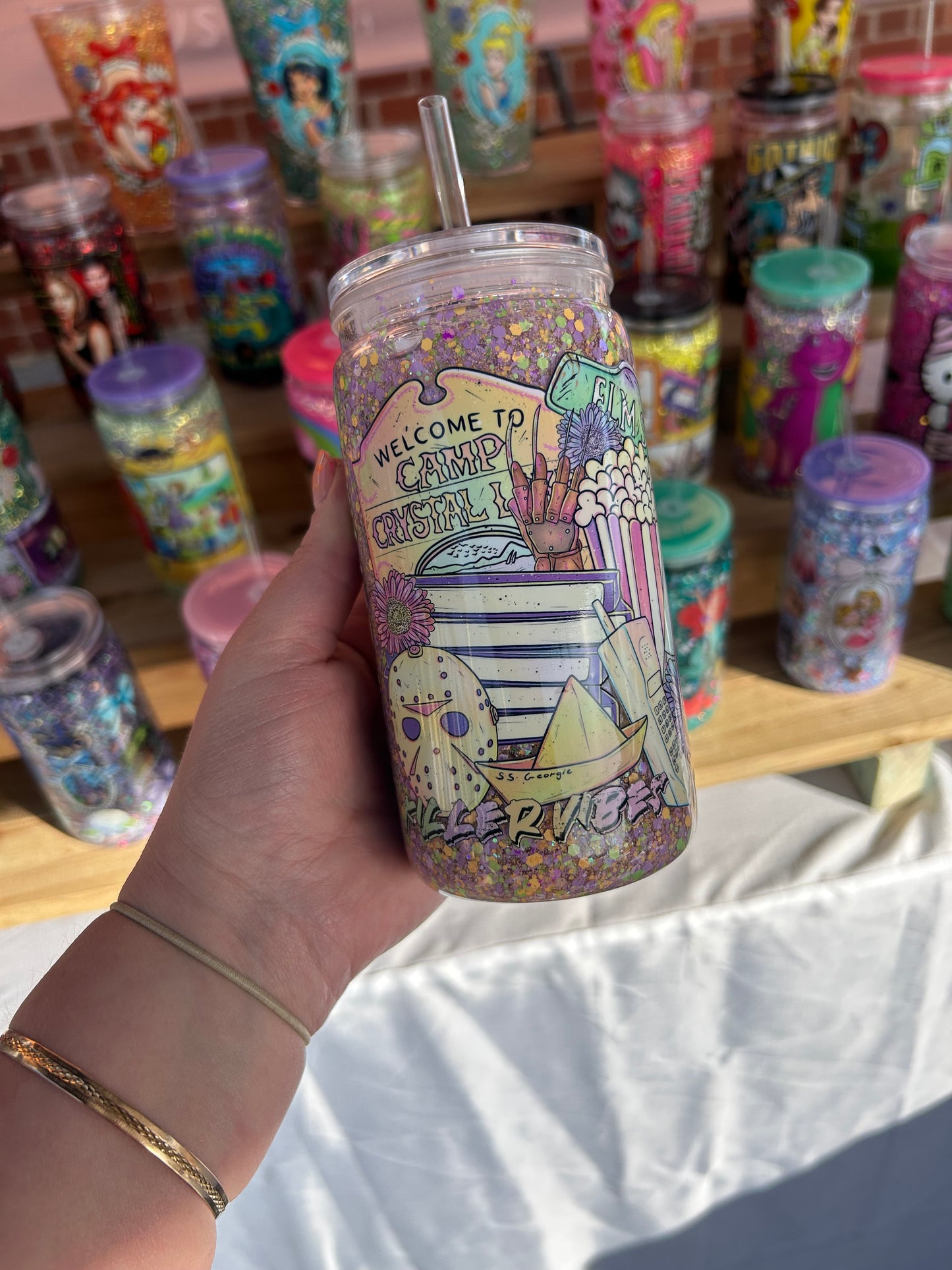 Camp Crystal Lake Double Walled Acrylic Cup W/ lid & straw