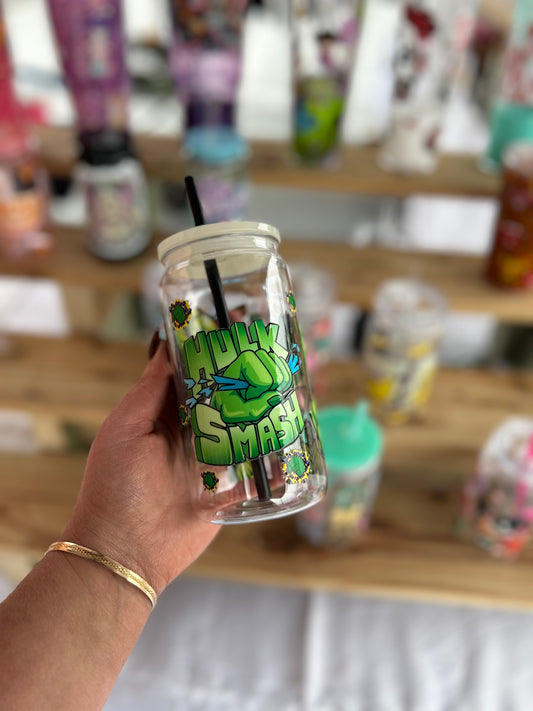 Hulk Smash Acrylic Cup W/acrylic lid & straw
