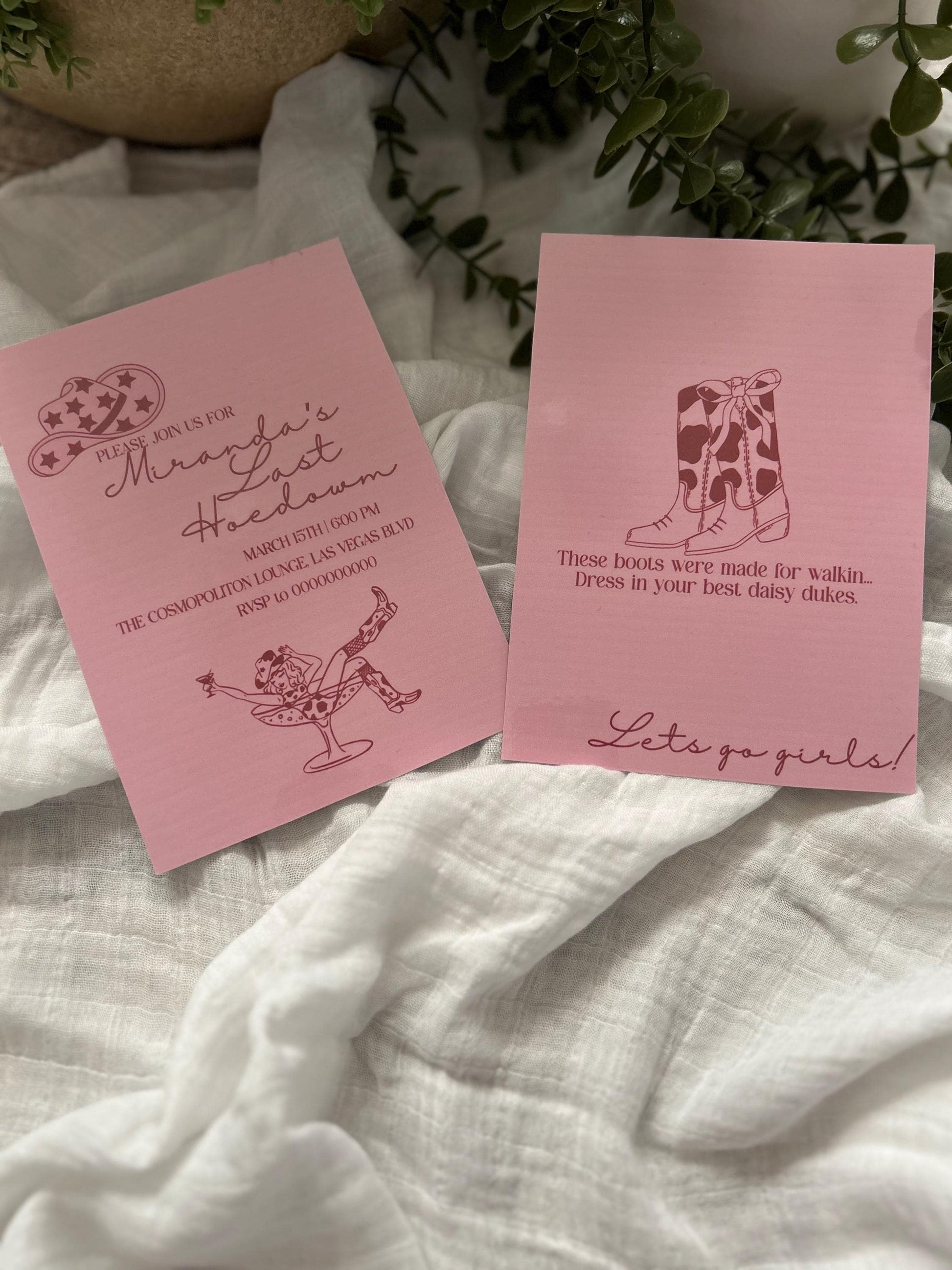 Cute Bachelorette Last Hoedown Bundle: Invitation and Program, My Last Hoedown, Rodeo/Martini Cowgirl Theme. Bachelorette wedding invitation