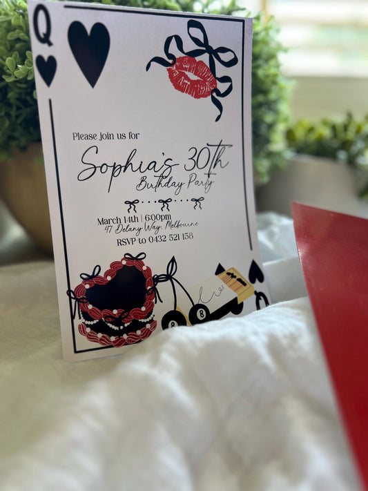Ladies 30th 21st Glam Lucky coquette Bachelorette Birthday Theme Party Dinner Wedding Reception Invitation Teen Girl Party E-invite Canva