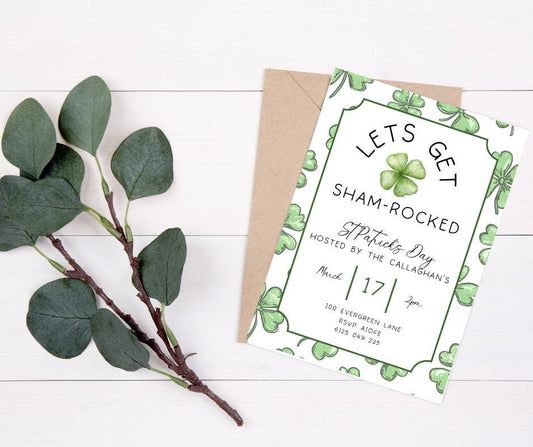 St Patrick's Day Party Lets Get Shamrocked Invitation Editable Saint Patrick Day Party Invite Shamrock, Invitation Shamrock Instant Download