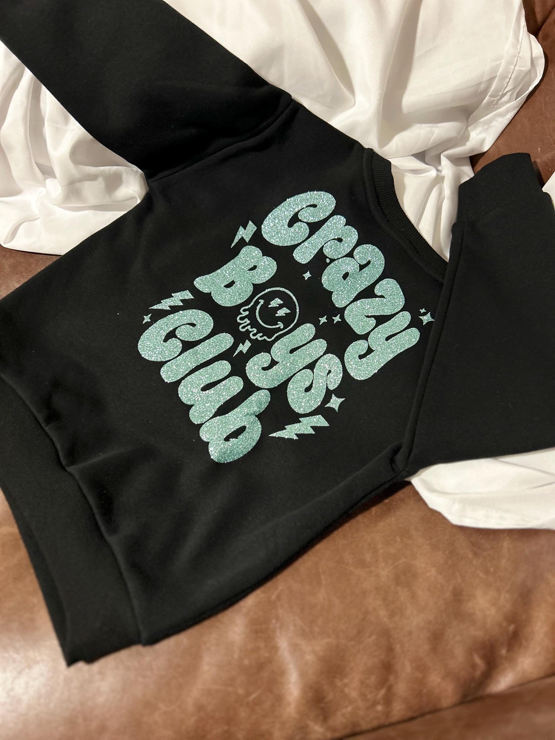 Crazy Club Matching kids and mum Mother’s Day sweatshirt - Mother of Mayhem, MoM, family matching jumpers crewneck personalised mum gift