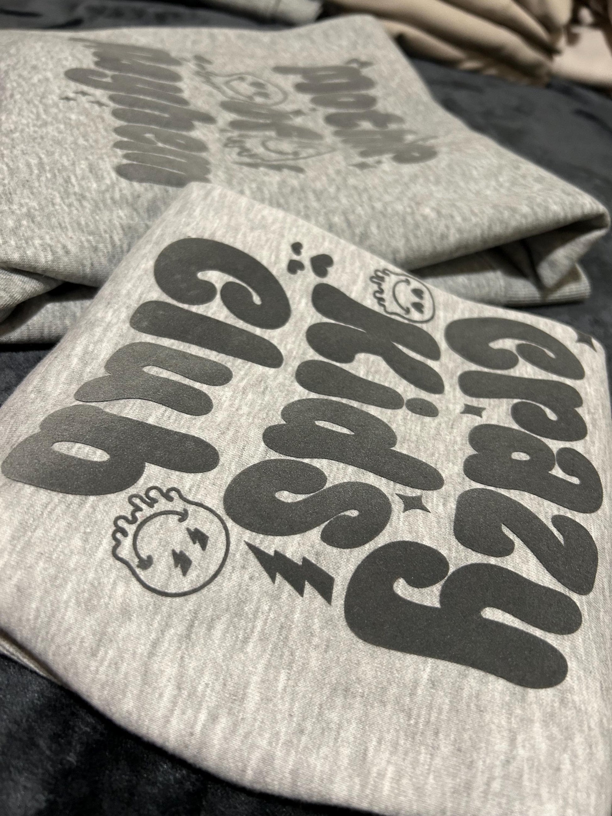 Crazy Club GreyMatching kids and mum Mother’s Day sweatshirt - Mother of Mayhem, MoM, family matching jumpers crewneck personalised mum gift