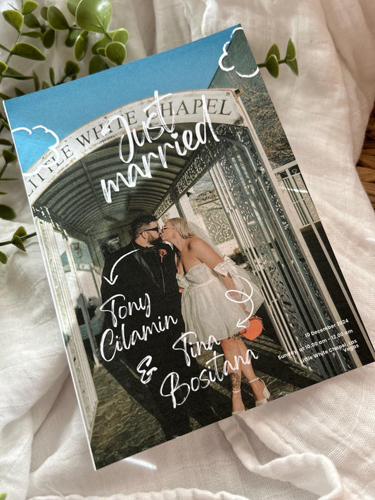 Fun & fresh Digital Elopement Announcement Template elopement invitation just married, tied the knot, secret Las Vegas wedding invite bride