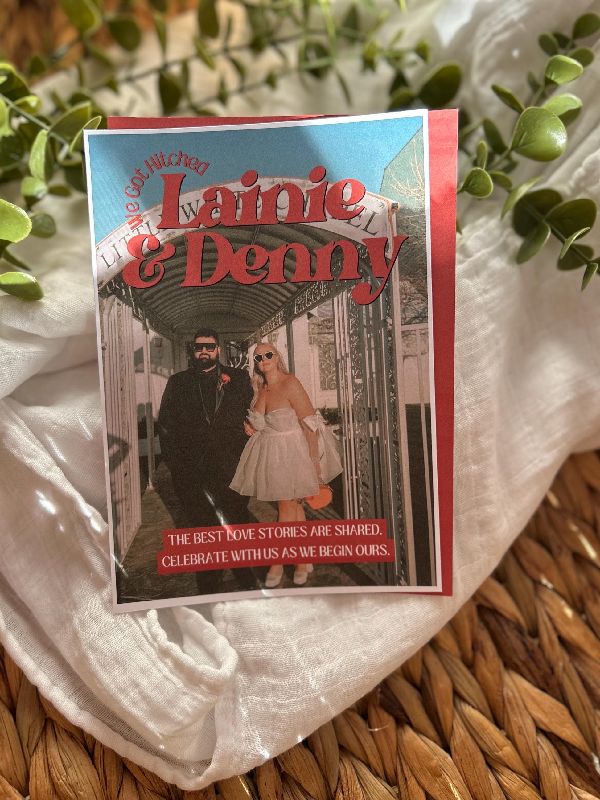 Retro Digital Elopement Announcement Template elopement invitation just married, tied the knot, secret Las Vegas wedding invite bride