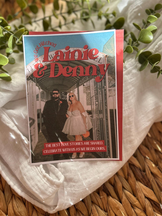 Retro Digital Elopement Announcement Template elopement invitation just married, tied the knot, secret Las Vegas wedding invite bride