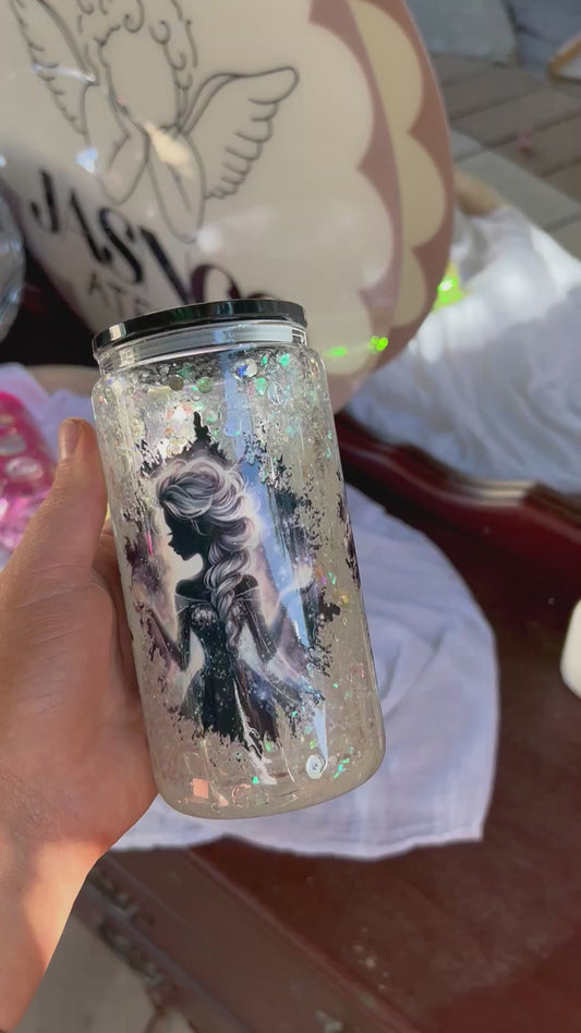 Elsa Inspired Snowglobe Glass Tumbler