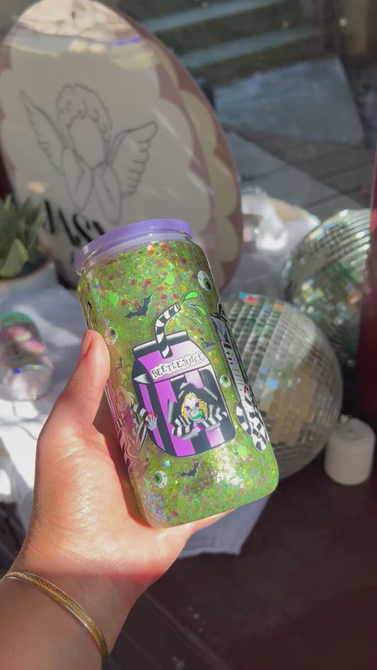 Strawberry Cowgirl Glass Snowglobe Tumbler