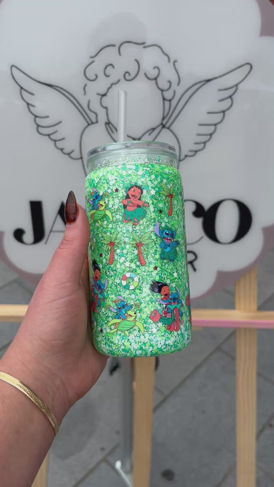 Tropical Stitch Double Walled Acrylic Cup W/ lid & straw