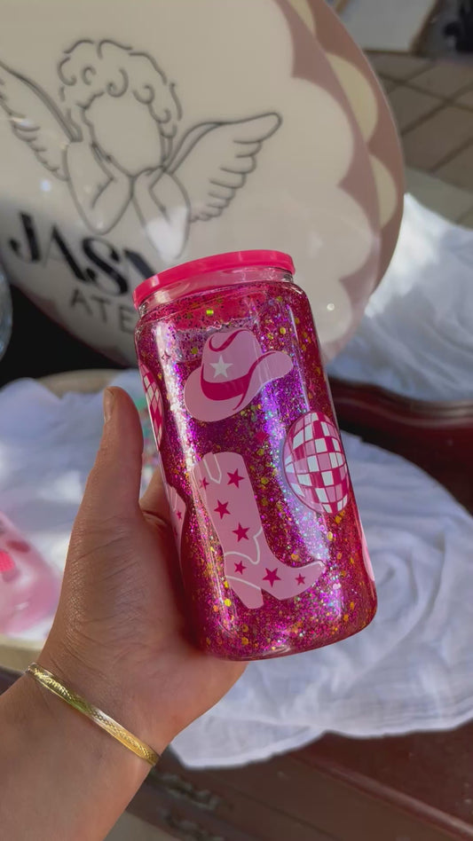 Yeehaw Glass Snowglobe Tumbler