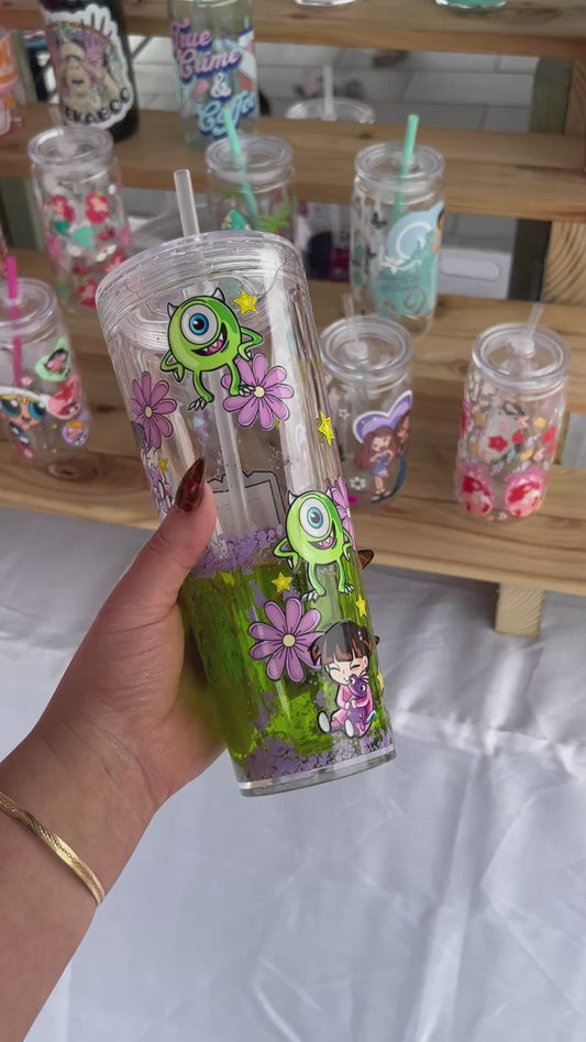 Boo’s Monster Stadium 24oz Double Walled Acrylic Cup W/ lid & straw