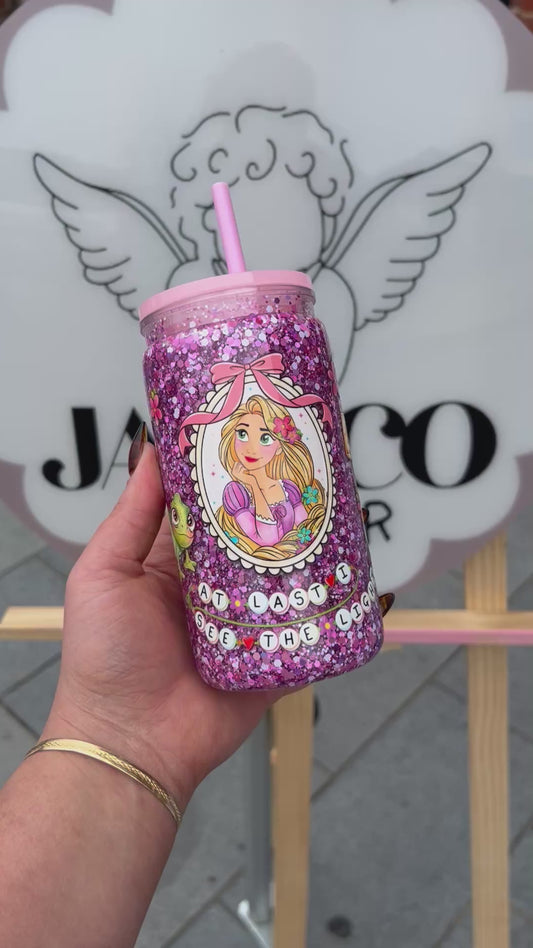 Rapunzel Tangled Double Walled Acrylic Cup W/ lid & straw