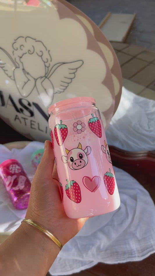 Strawberry Milk Snowglobe Tumbler